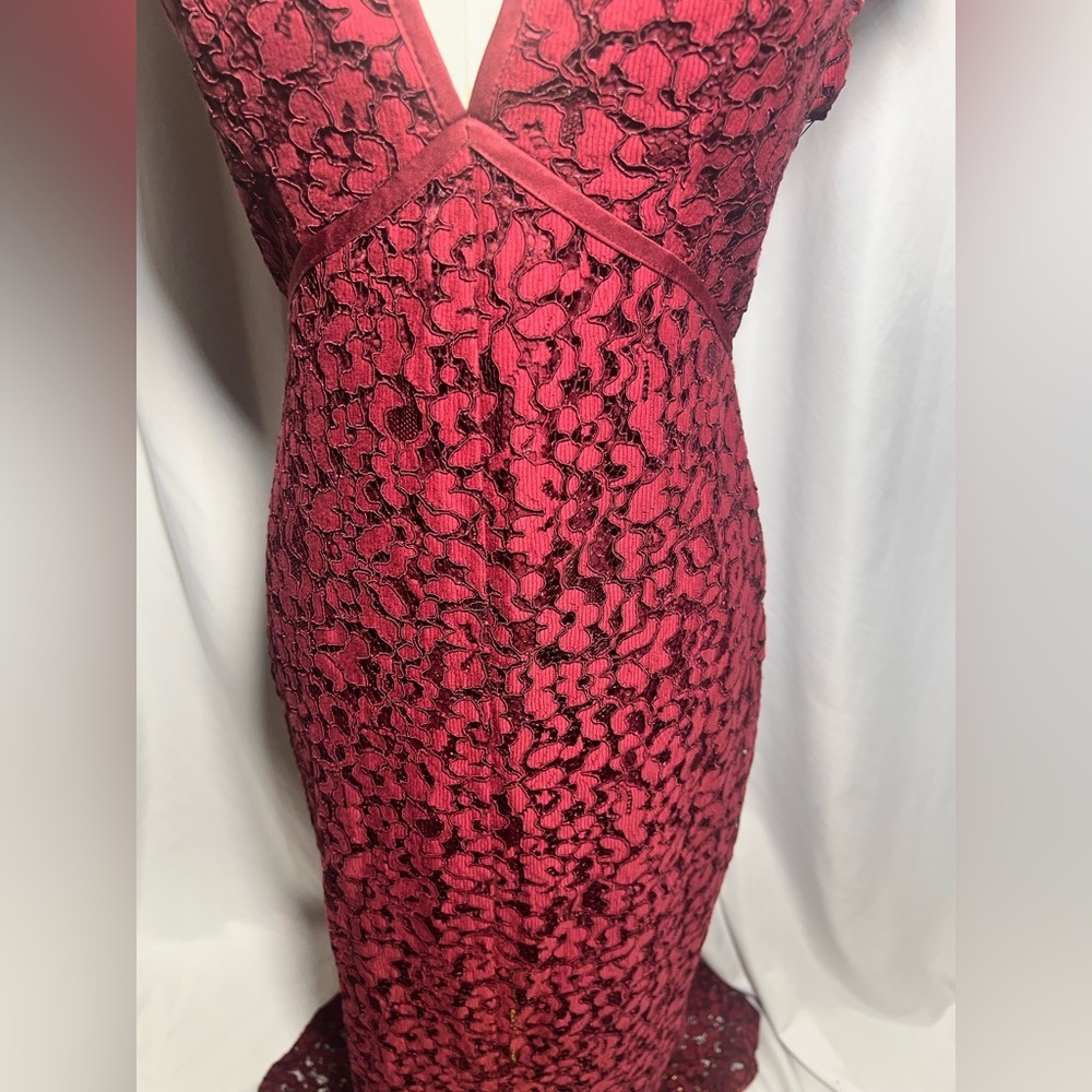 Harlyn Burgundy place Cap Sleeve Dress | S - Picture 5 of 12